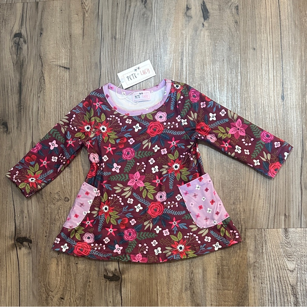 NWT- Pete + Lucy Floral Dress - Pink and Burgundy